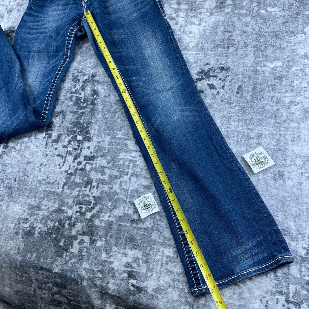 Rock Revival Womens 30 Jen 05 Bootcut Jeans Solid Blue Denim Embellished Y2K - Picture 6 of 16